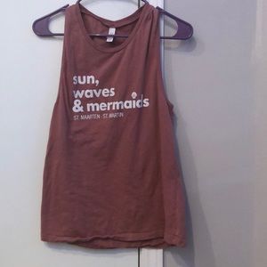 dark pink tanktop with white lettering
